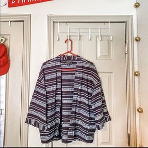 Lucky Brand Black Striped Wide-Structured Wrap